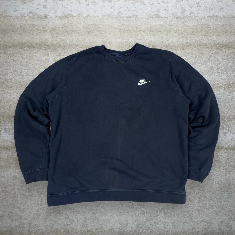 Vintage Y2K Nike Sweatshirt Mens XL Black Cotton Crewneck White Swoosh